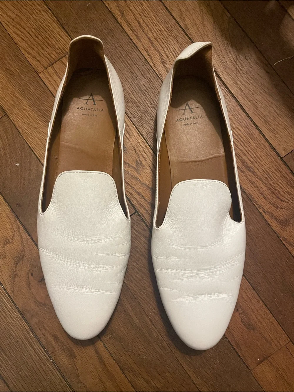 Aquatalia White Leather Slip-On Loafers Women’s Flats - Picture 1 of 2